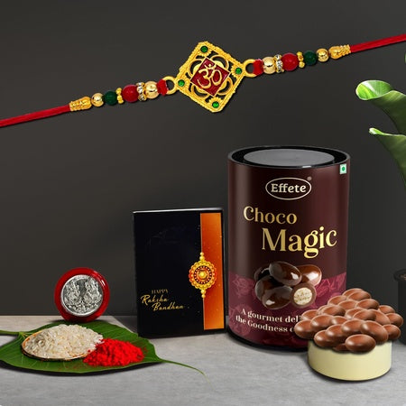 (K1_326_em) Rakhi Combo With Chocolate Magic Rakhi  Chocolate For Brother Fancy Rakhis For Men Stylish Rakhi With Gift Rakhi Combo Set Of 1 Chocolate