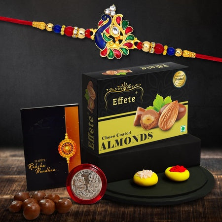 Rakhi (K1_298_ca32)  Chocolate Almonds 32gm Rakhi For Brother With Gift  Rakhi With Chocolate Rakhi Combo For Brother  Set Of 1 Rakhi  Chocolate