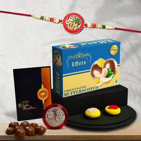 Rakhi (K1_518_bs32)  Chocolate Butter Scotch 32gm  Rakhi Combo With Card And Chocolate  Chocolates Gift  Rakhi  Chocolate For Brother  Rakhi With Gift  Set Of 1 Rakhi
