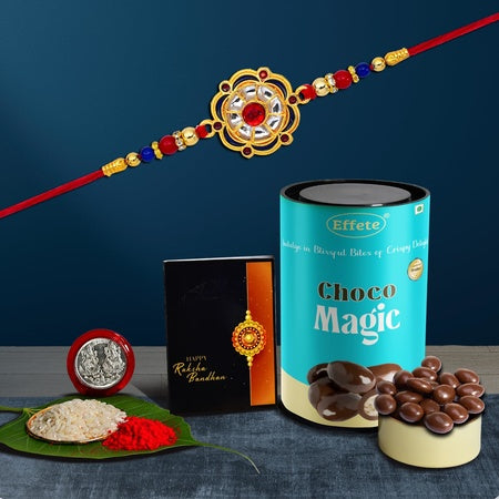 Rakhi (K1_299_cm)  Chocolate Magic Rakhi  Chocolate For Brother Rakhi With Chocolate Rakhi With Gift Rakhi Combo Set Of 1 Rakhi Chocolate
