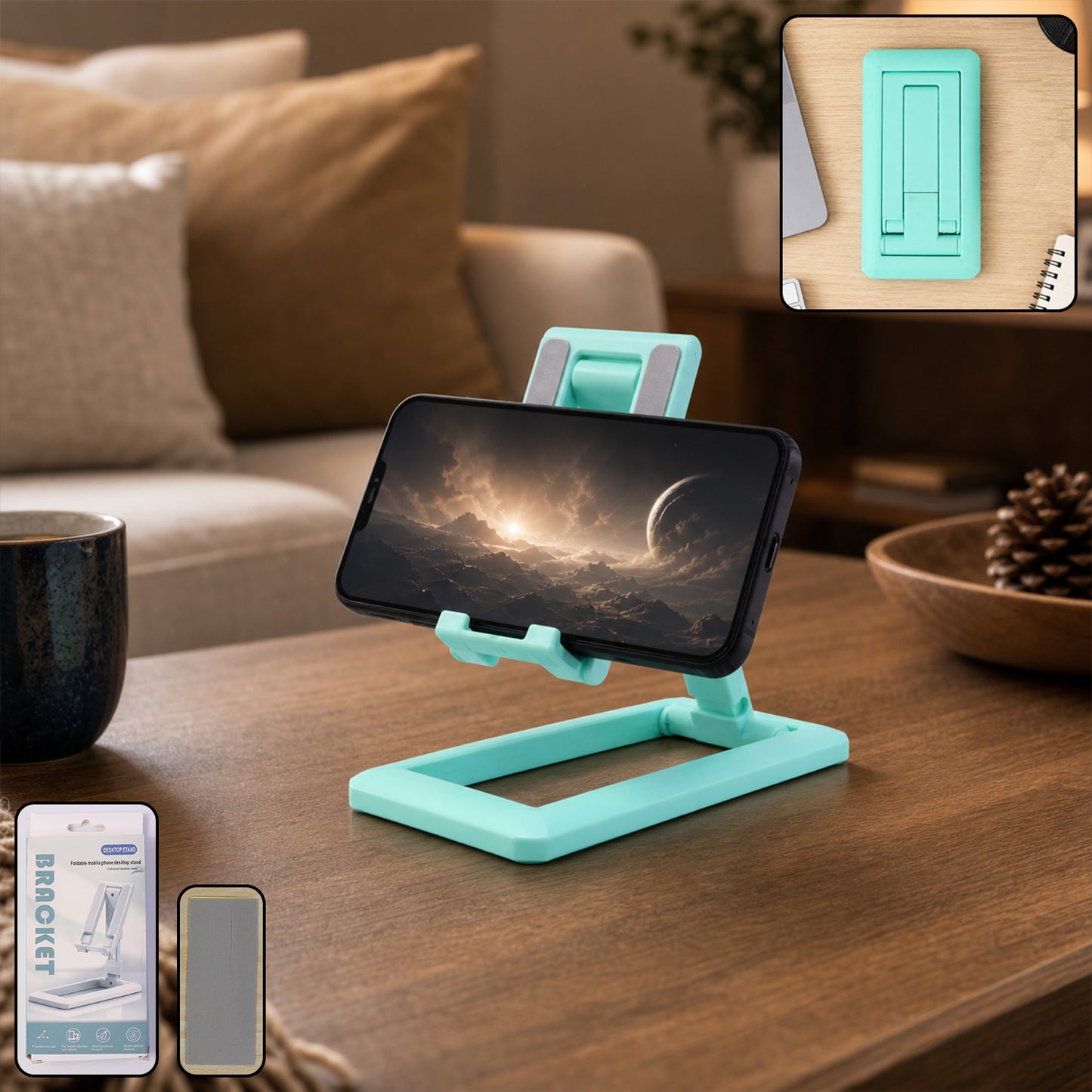 Foldable Plastic Mobile Phone Holder Stand Adjustable Desk Stand For Office (1 Pc)