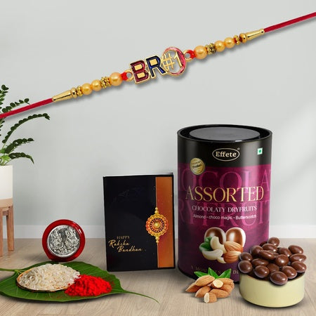 Rakhi (K1_361_as)  Assorted Chocolate Dryfruits 96gm Rakhi For Brother With Gift  Fancy Rakhis For Men Stylish Rakhi Combo For Brother  Set Of 1 Rakhi  Chocolate