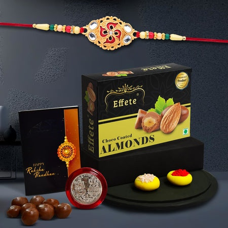 Rakhi (K1_528_ca32)  Chocolate Almonds 32gm  Rakhi Combo With Card And Chocolate  Chocolates Gift  Rakhi  Chocolate For Brother  Rakhi With Gift  Set Of 1 Rakhi