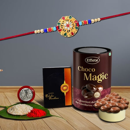Rakhi (K1_430_em)  Chocolate Magic  Rakhi For Brother With Gift  Rakhi With Chocolate Rakhi Combo For Brother  Set Of 1 Rakhi  Chocolate