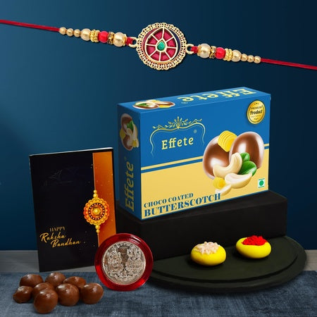 (K1_422_bs32) Rakhi Combo With Chocolate Butter Scotch 32gm Stylish Rakhi For Brother Rakhi  Chocolate For Brother Rakhi Brother Rakhi With Gift Handmade Rakhi Set Of 1 Rakhi