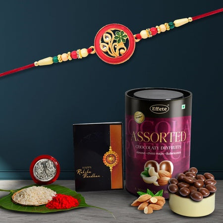 Rakhi (K1_518_as)  Assorted Chocolate Dryfruits 96gm  Rakhi Combo With Card And Chocolate  Chocolates Gift  Rakhi  Chocolate For Brother  Rakhi With Gift  Set Of 1 Rakhi