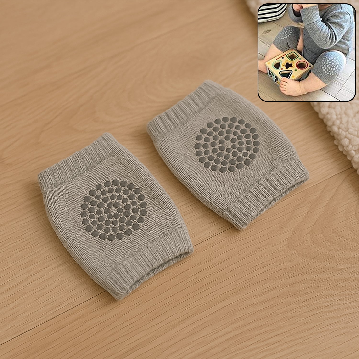 Light Grey Toddler Wool Knit Leg Warmer (Knee Guard)