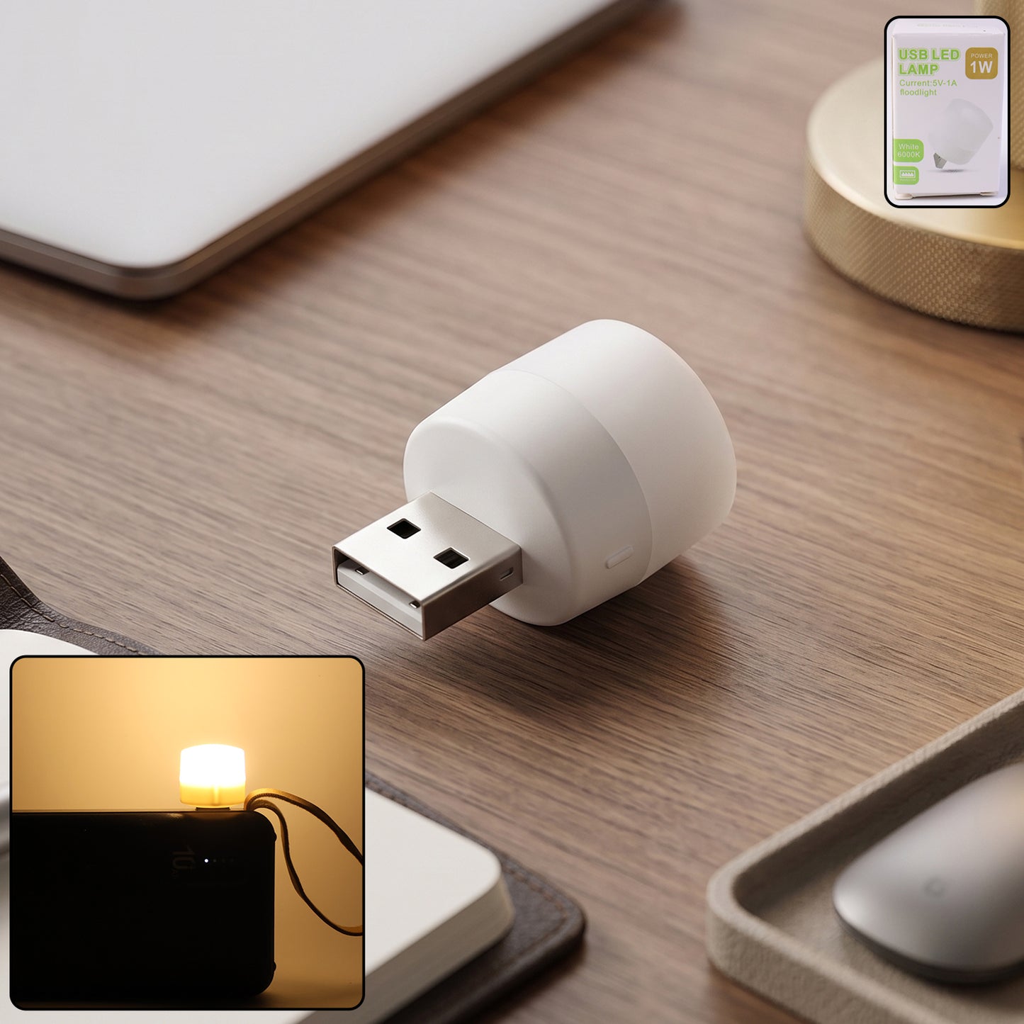 Yellow Usb Led Lamp Night Light Plug Small Led Nightlight  (1 Pc)