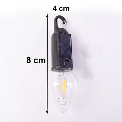 Solar Rechargeable Camping Lamp With Carabiner Clip Warm Led Bulb Light (1 Pc)