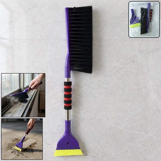 Vehicle snow scraper brush