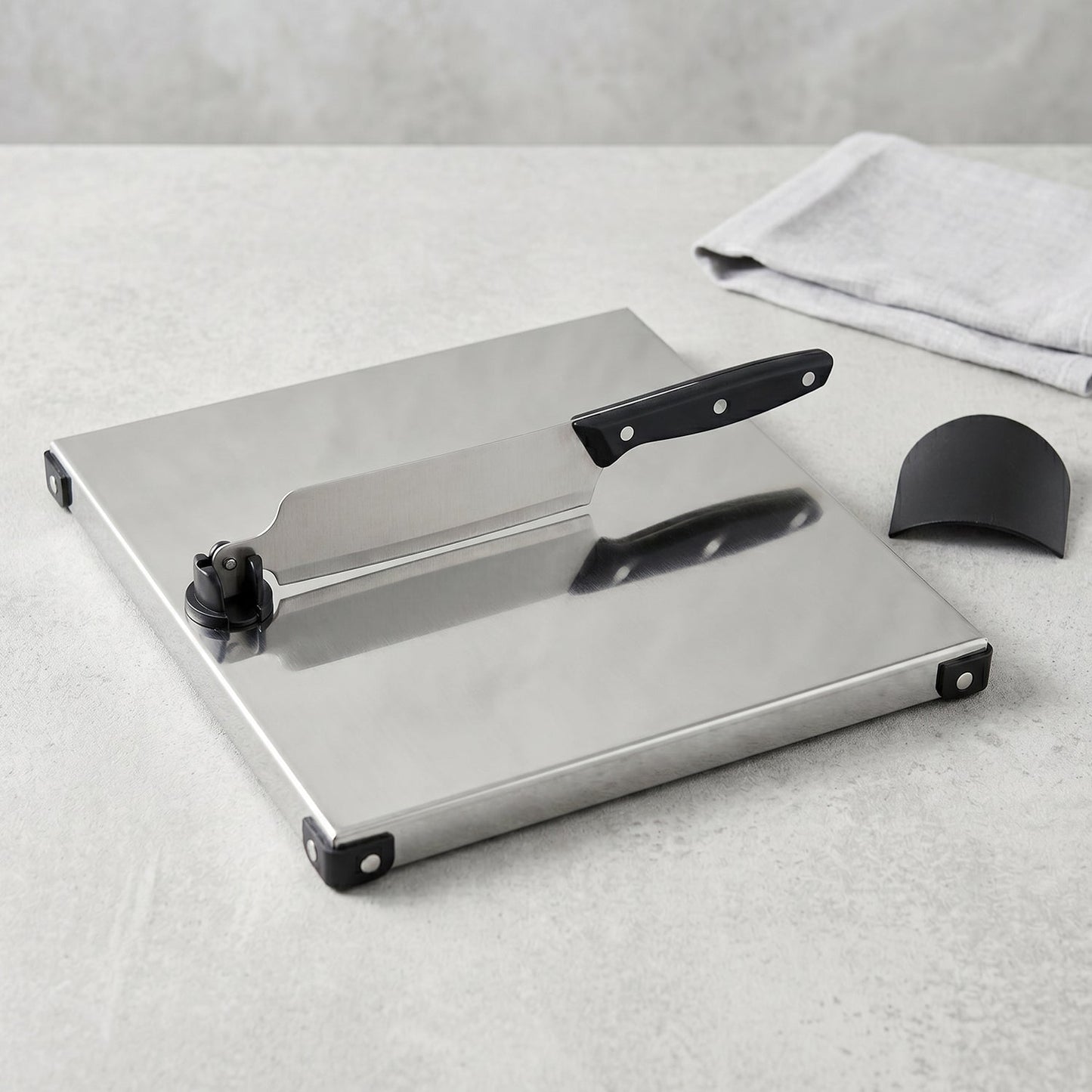 Stainless Steel 2 In 1 Cutting And Chopping Board With Built In Knife (1 Set)