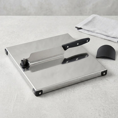 Stainless Steel 2 In 1 Cutting And Chopping Board With Built In Knife (1 Set)