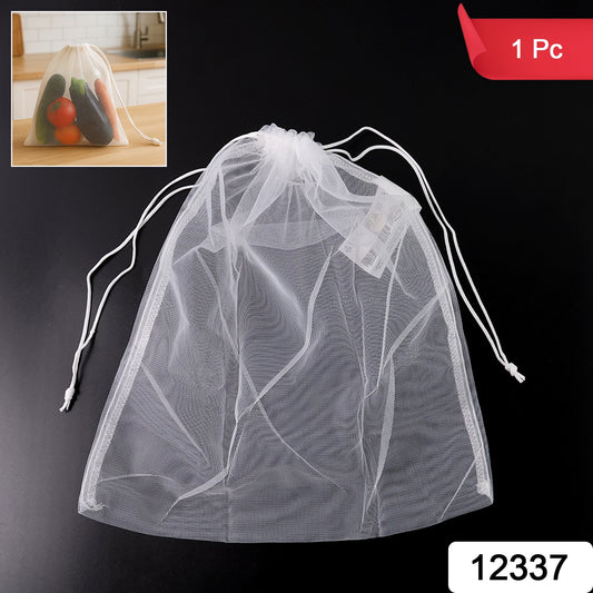 Reusable Transparent Drawstring Mesh Storage Bag (1 Pc)