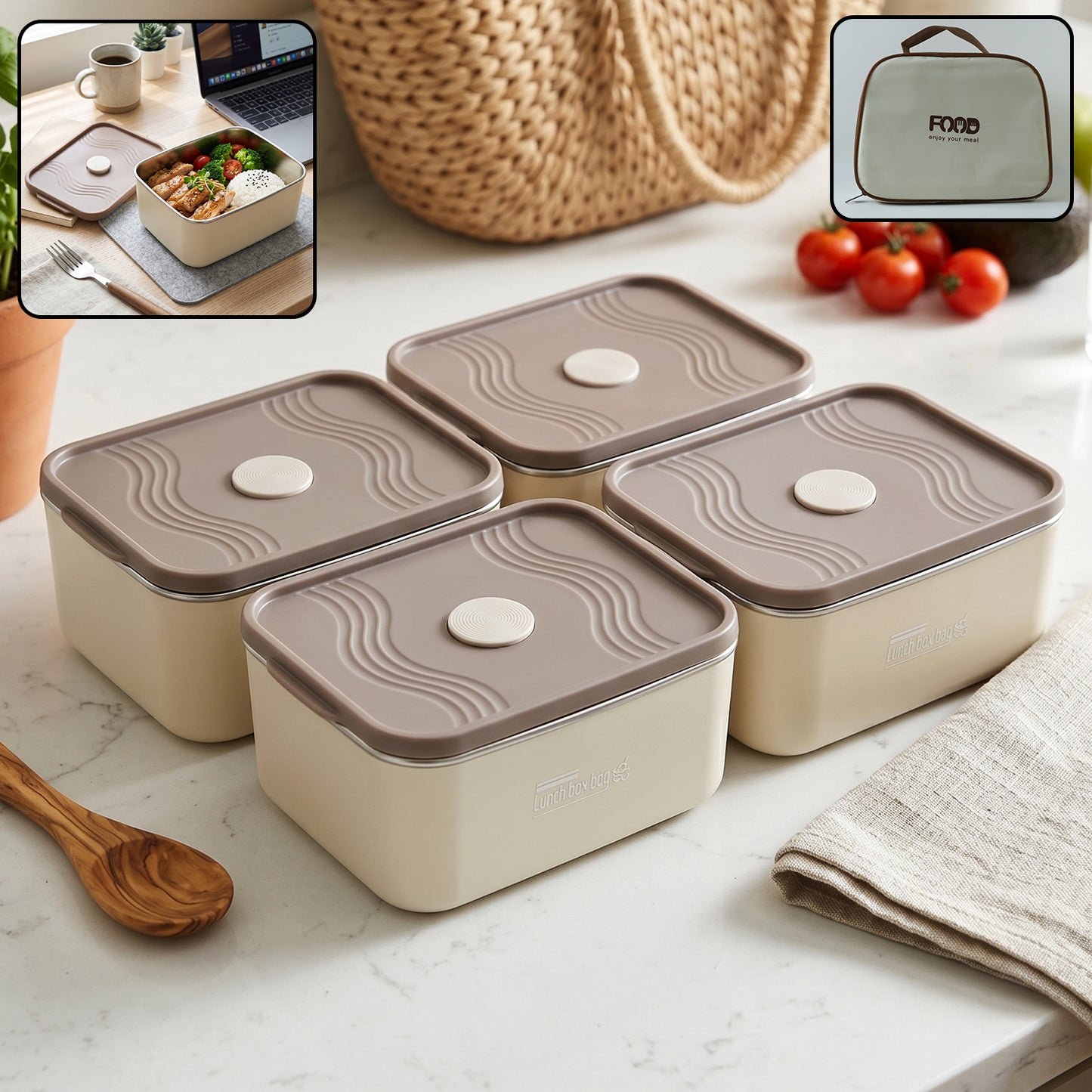 Insulated Tiffin Lunch Box  Keeps Food Warm  Cool