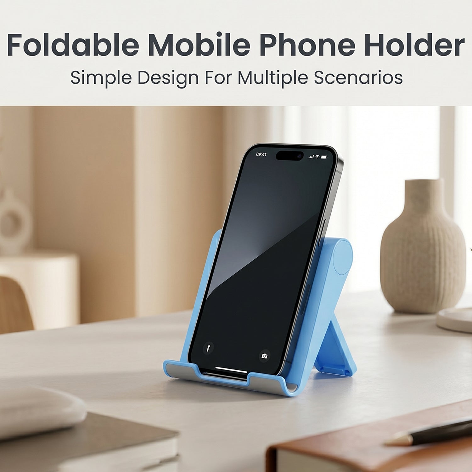Plastic Foldable Mobile Phone Stand For Desk Use And Video Calls (1 Pc)