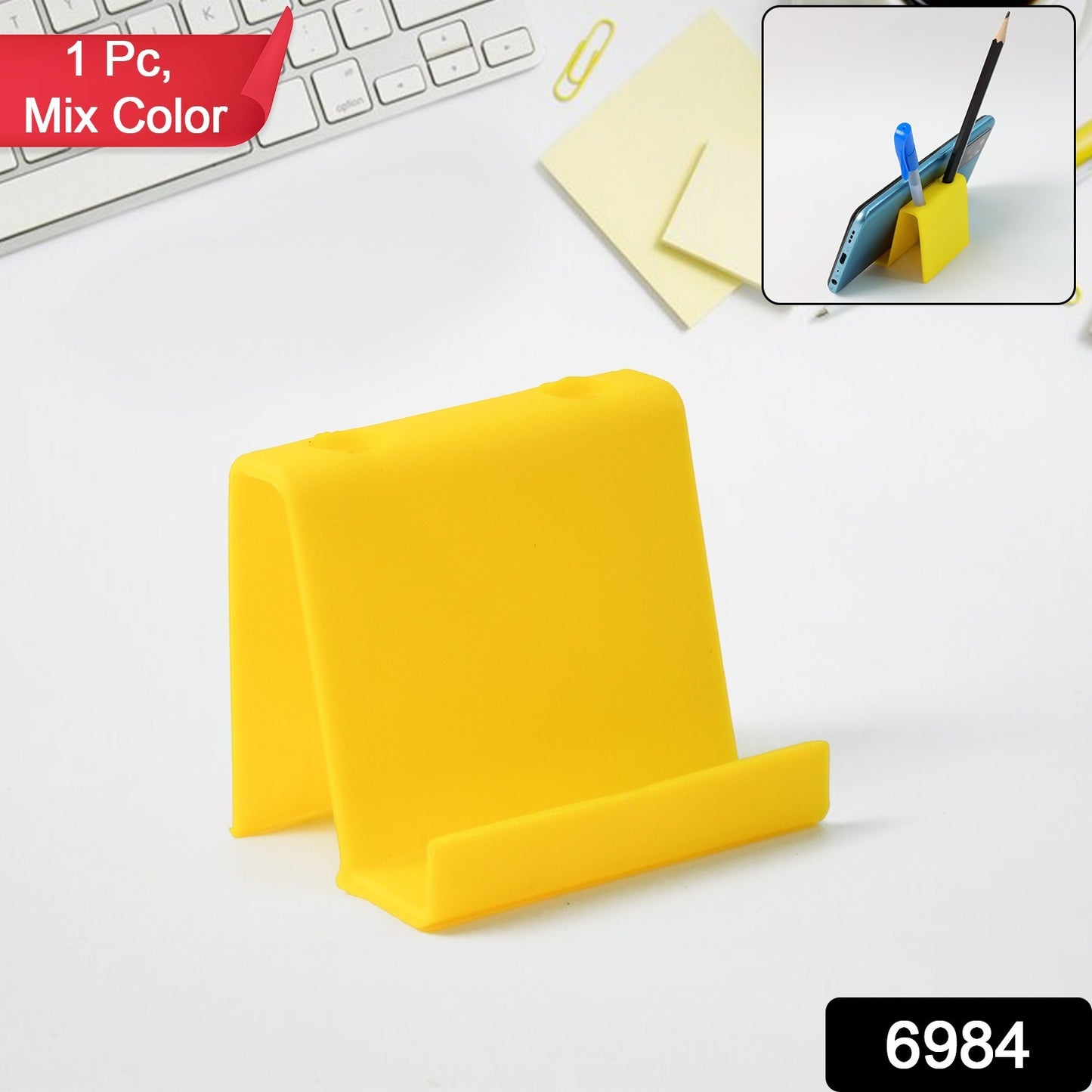 Multifunctional Plastic Mobile Phone Stand  Pen Holder (1 Pc  Mix Color)