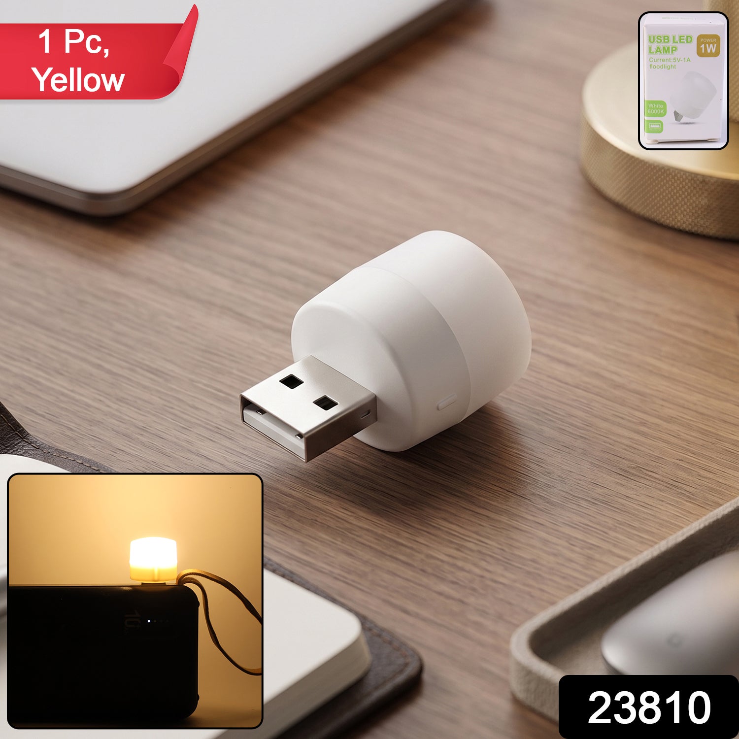 Yellow Usb Led Lamp Night Light Plug Small Led Nightlight  (1 Pc)