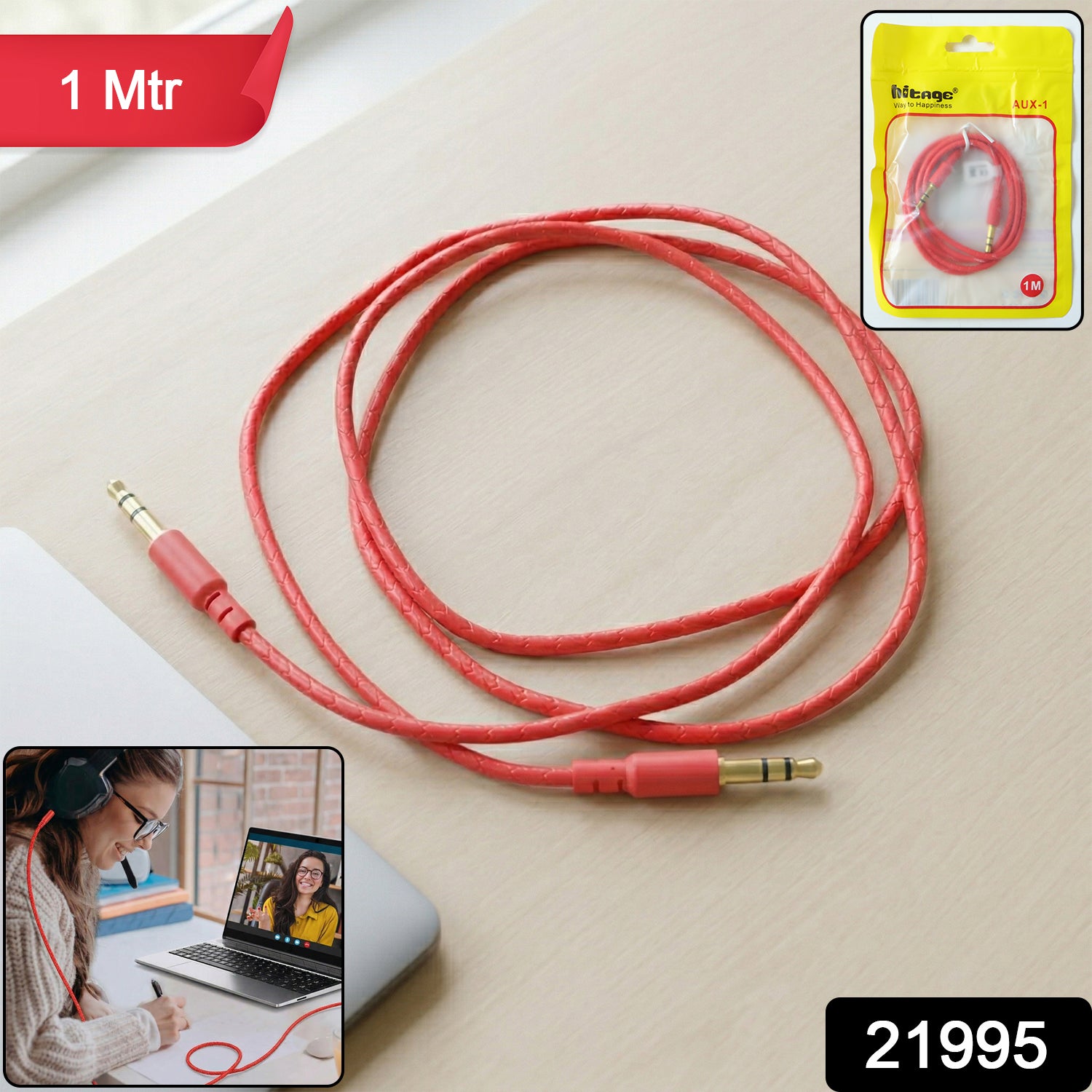 3.5mm Aux Audio Cable (1 Pc 1 Meter)