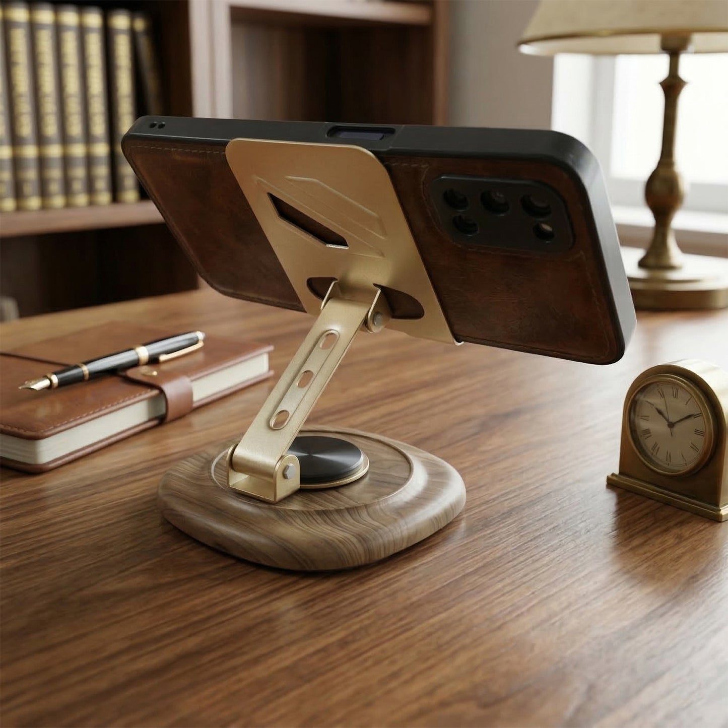 Adjustable Metal Desk Phone Stand With Plastic Base (1 Pc)
