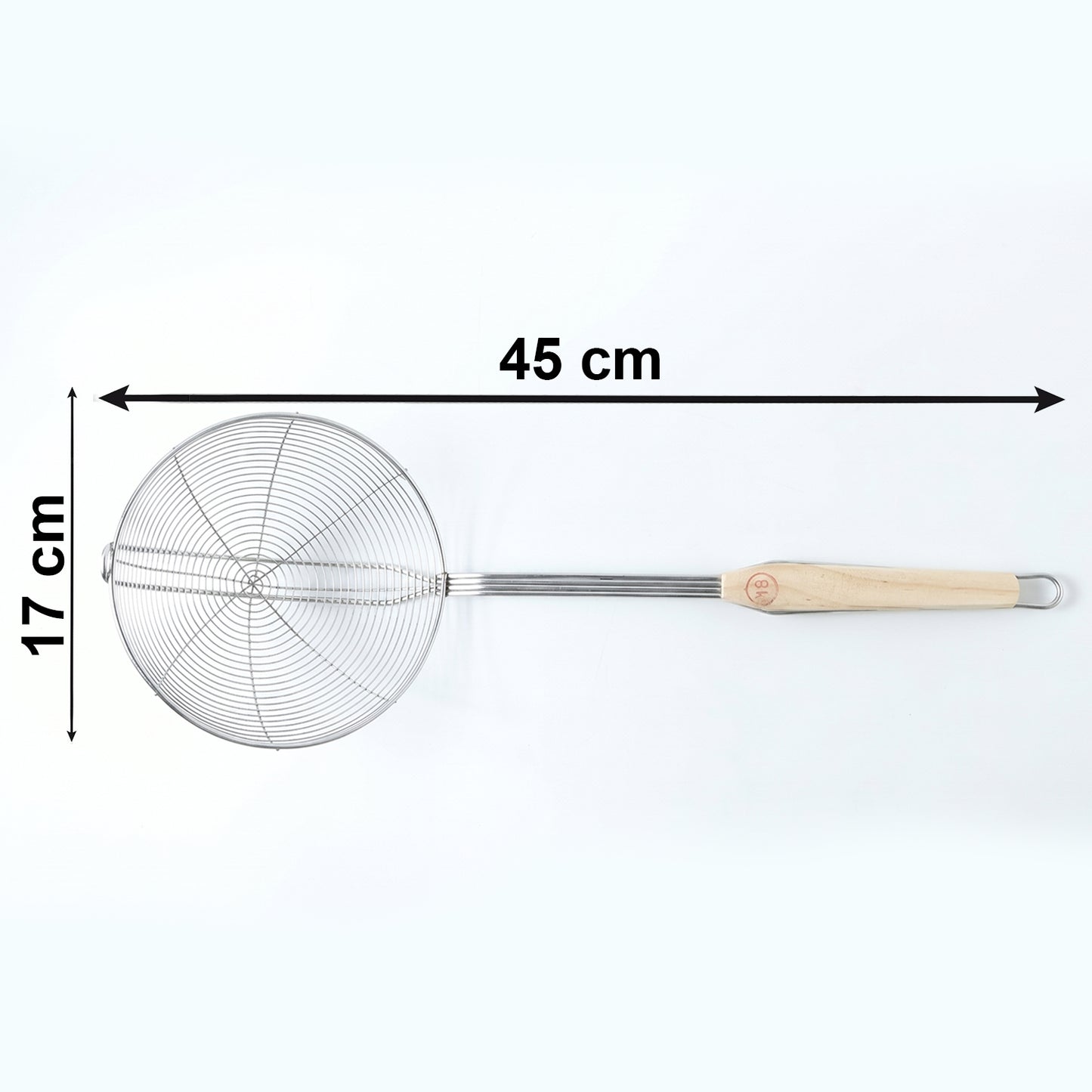 Stainless Steel Frying Skimmer Strainer With Wooden Handle (1 Pc 45 Cm)