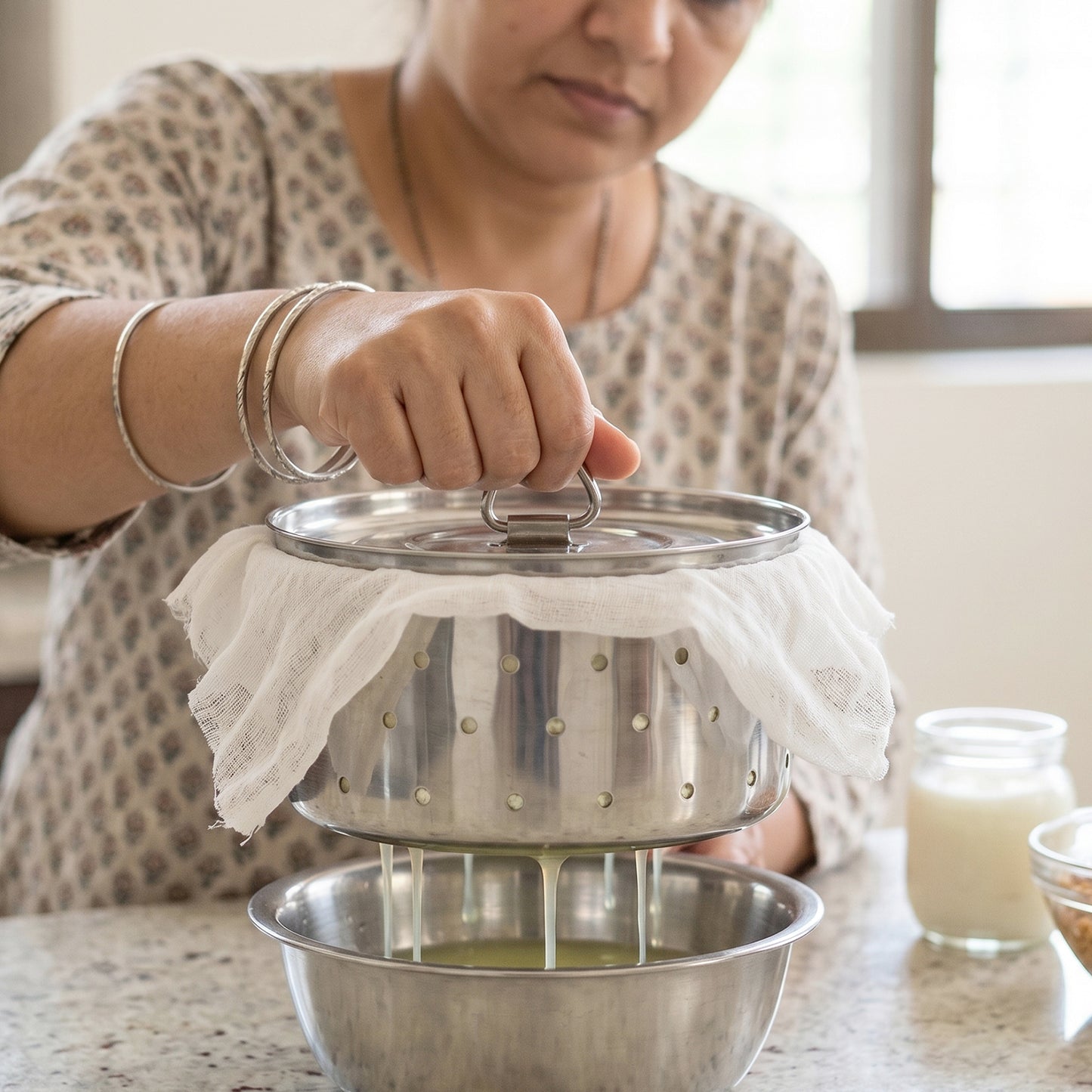 Stainless Steel Paneer Maker Mould With Lid For Cheese And Tofu Press (1 Pc)