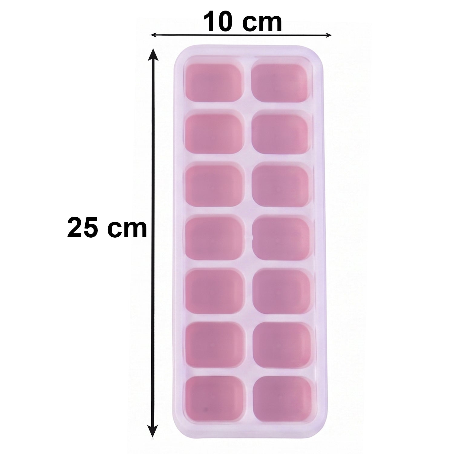 Multipurpose Plastic Ice Cube Tray With Lid (Pack Of 2 14 Grid Each)