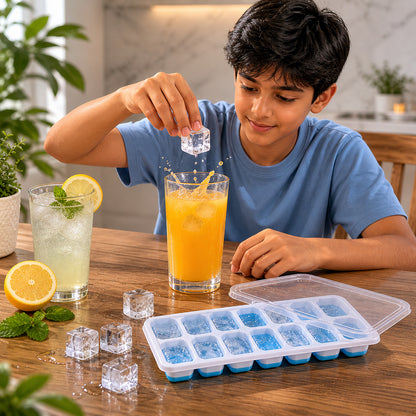 Multipurpose Plastic Ice Cube Tray With Lid (1 Pc 14 Gride)