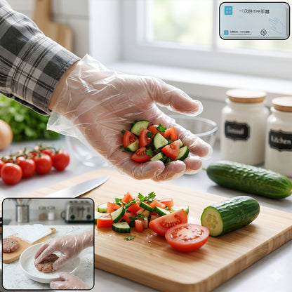 Disposable Small Plastic Gloves For Kitchen Food Handling And Cleaning Tasks (100 Pc)