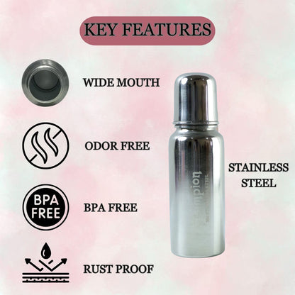 Stainless Steel Baby Feeding Bottle 200ml