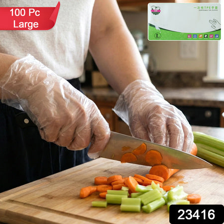 Disposable Clear Plastic Gloves (100 Pc Large)