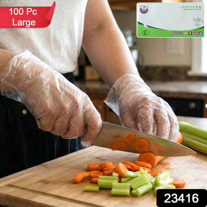 Disposable Clear Plastic Gloves (100 Pc Large)