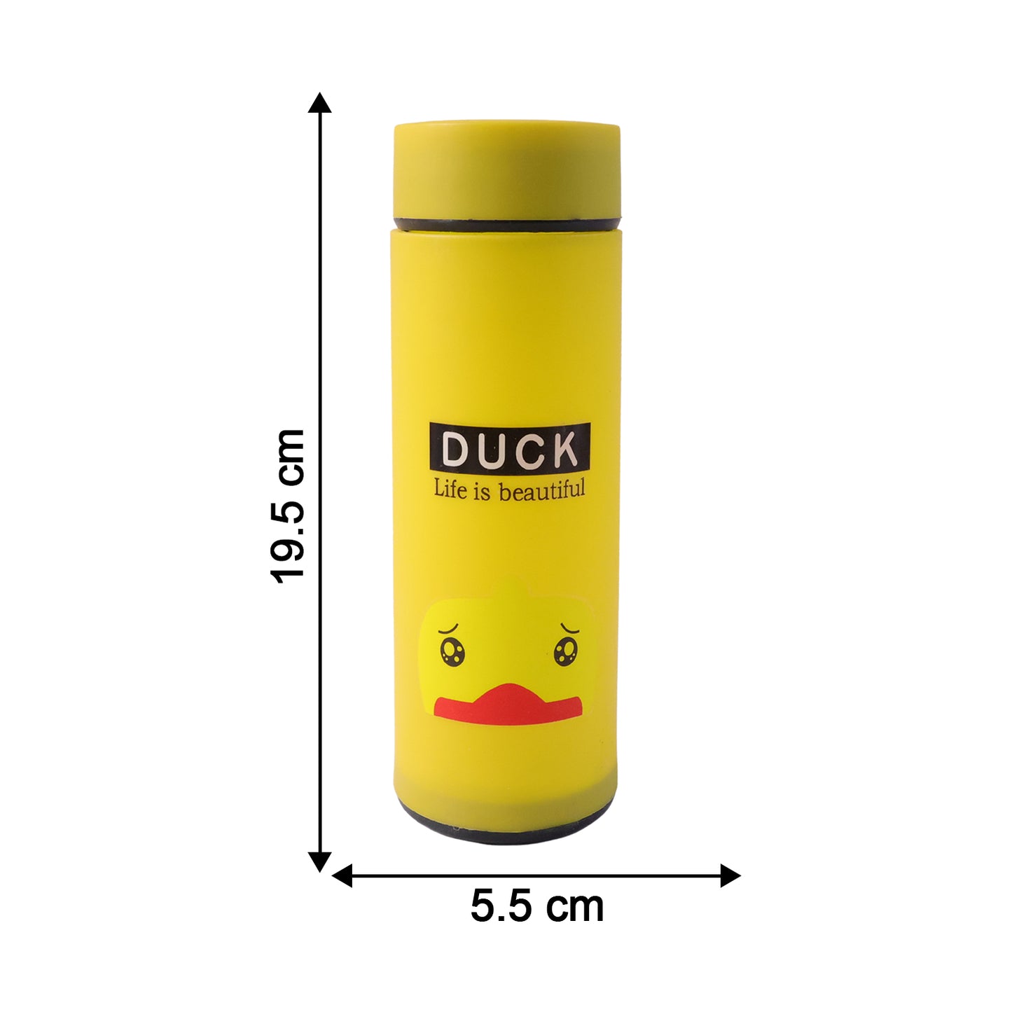 Cute Cartoon Design Frosted Glass Water Bottle With Leak Proof Lid (450 Ml)