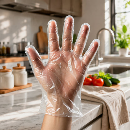 Disposable Small Plastic Gloves For Kitchen Food Handling And Cleaning Tasks (100 Pc)