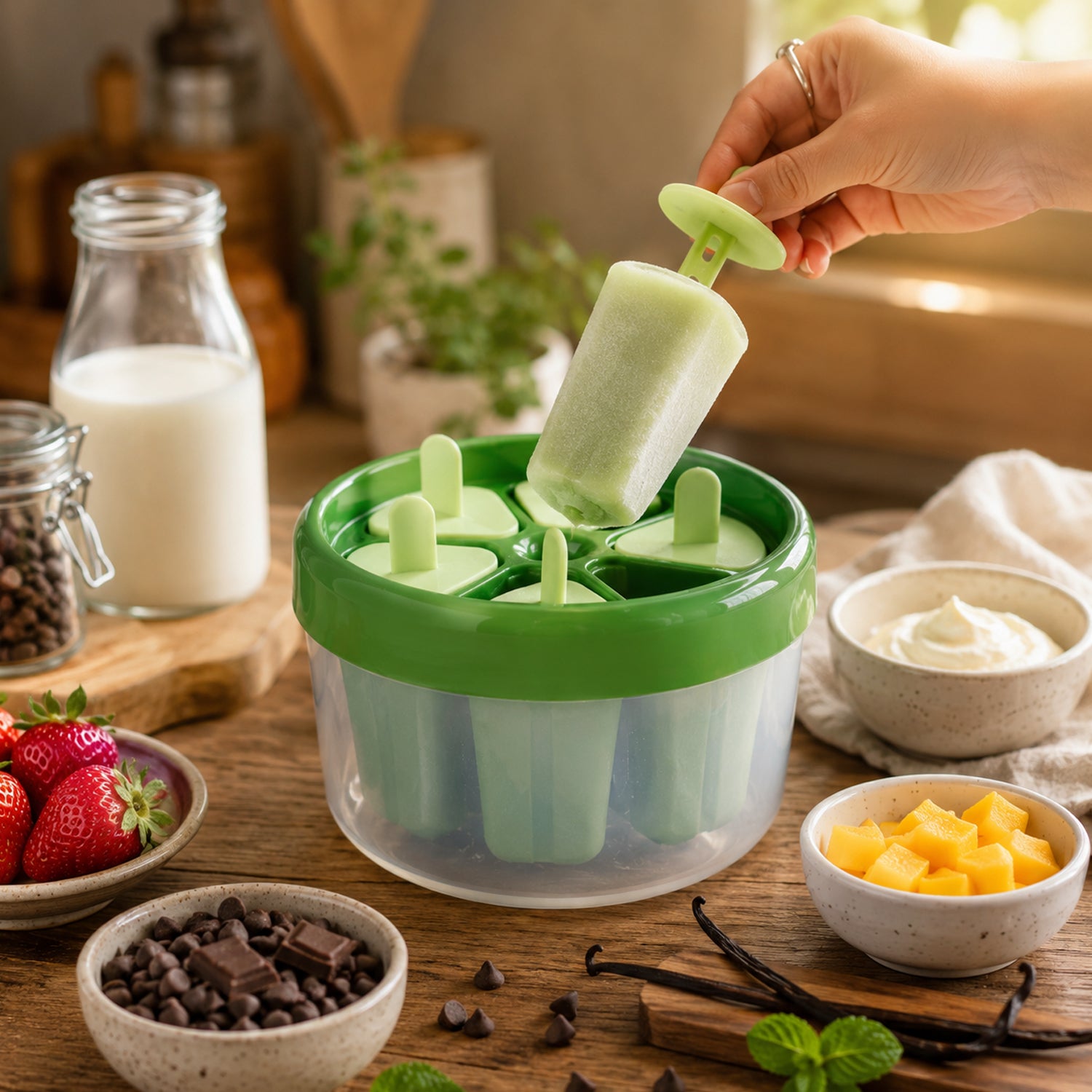 Plastic Ice Candy Popsicle Maker (8 Mold  1 Set)