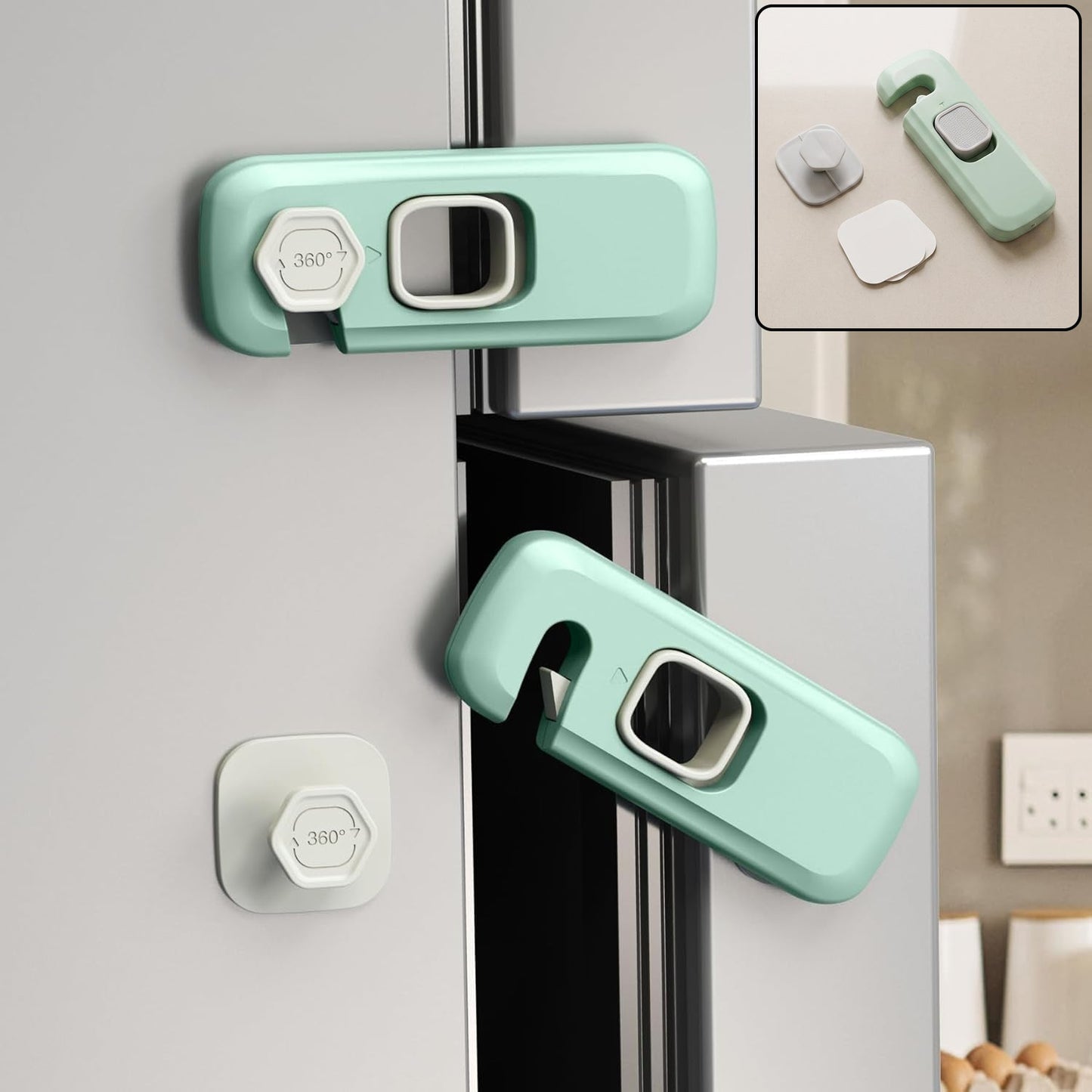 Adhesive Child Safety Lock For Refrigerator Cabinet And Cupboard Doors (1 Pc)