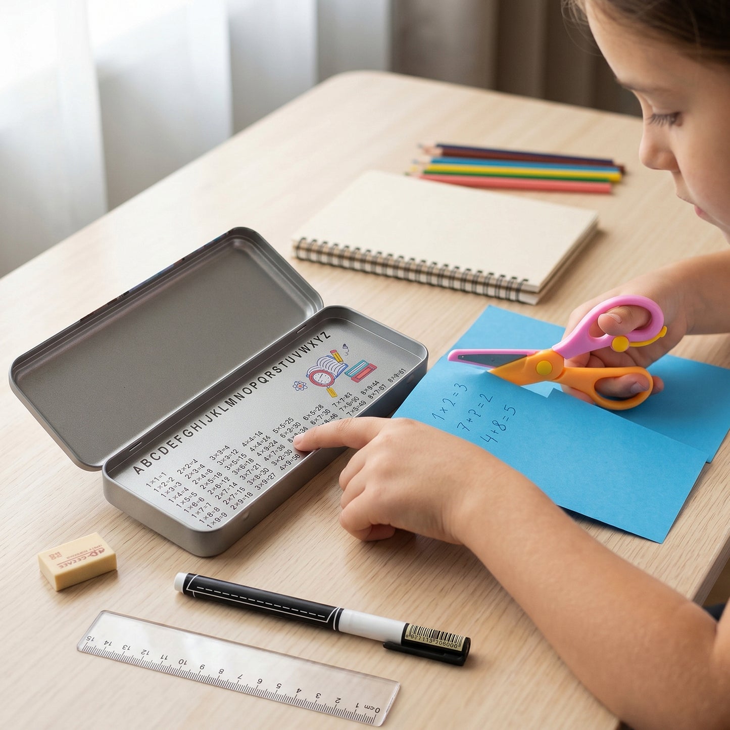 5 In 1 Kids Metal Pencil Box Set (1 Set)