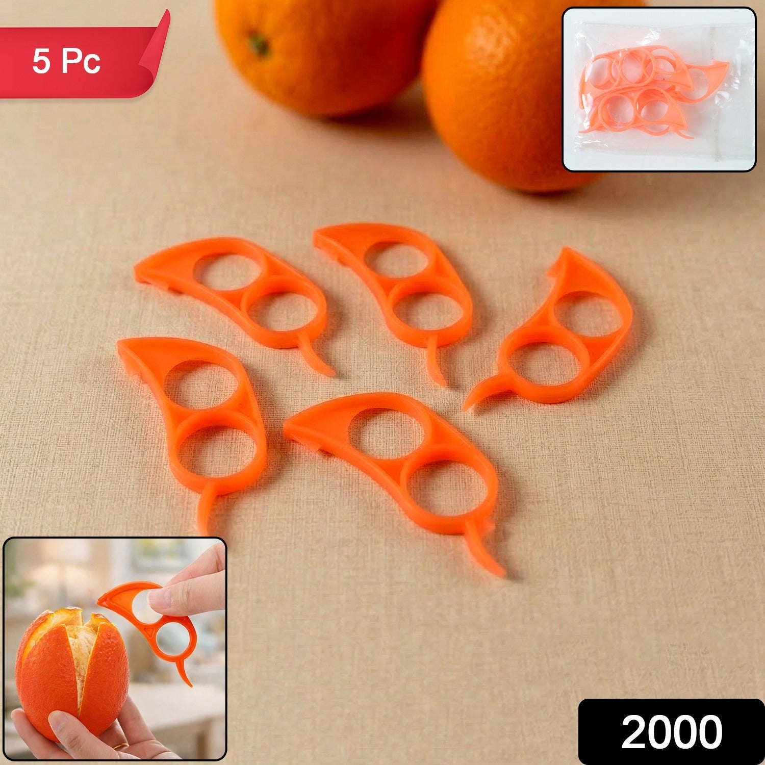 Multipurpose Plastic Orange Peeler Tool (5 Pc)