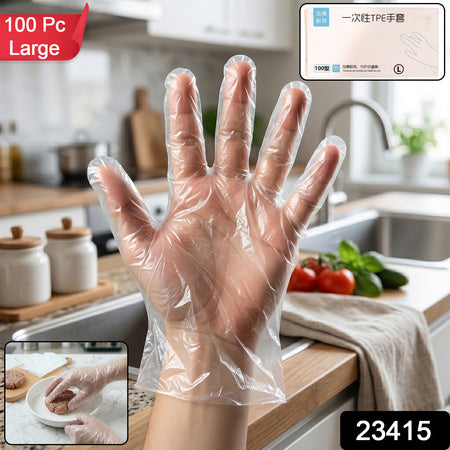 Disposable Clear Plastic Gloves (100 Pc Large)