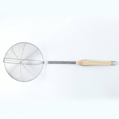 Stainless Steel Frying Skimmer Strainer With Wooden Handle (1 Pc 45 Cm)