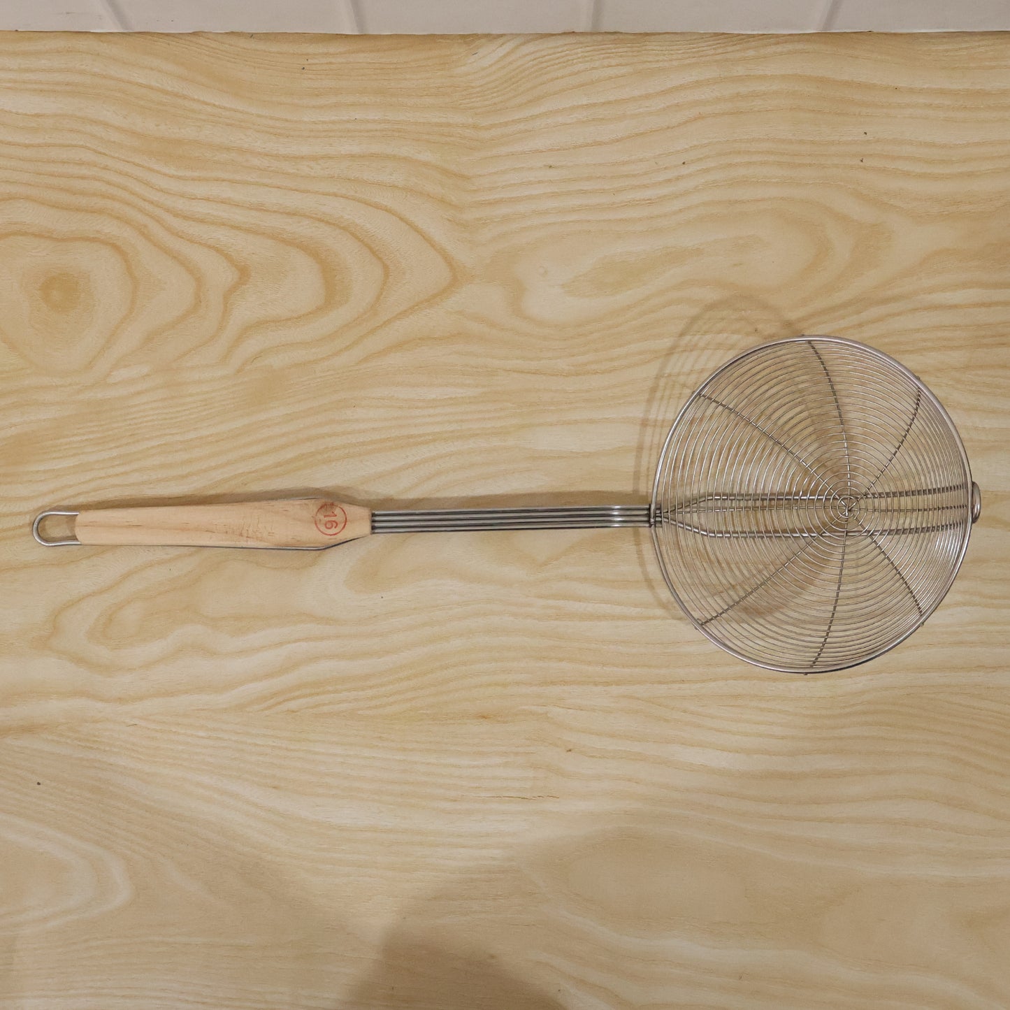 Stainless Steel Frying Skimmer Strainer With Wooden Handle (1 Pc 45 Cm)