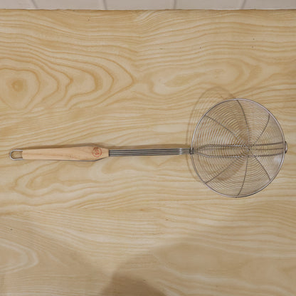 Stainless Steel Frying Skimmer Strainer With Wooden Handle (1 Pc 45 Cm)