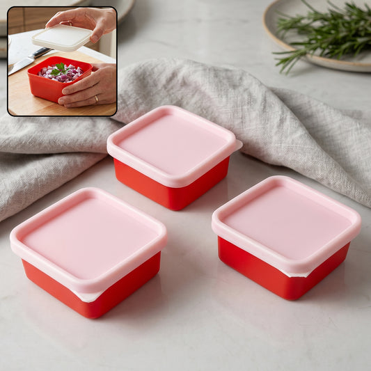 Mini Plastic Food Storage Container With Lid Set (3 Pc)