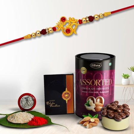 Rakhi (K1_317_as)  Assorted Chocolate Dryfruits 96gm Rakhi Combo With Card And Chocolate Chocolates Gift Pack Rakhi  Chocolate For Brother Rakhi With Gift Set Of 1 Rakhi