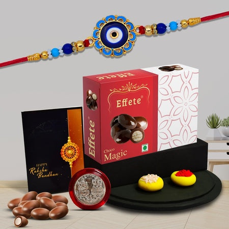 Rakshabandhan Diamond Design Rakhi For Brother Set Of 1 With Chocolate Magic 32gm (K1_428_em32)