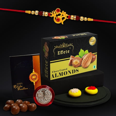 (K1_317_ca32) Rakhi Combo With Chocolate Almonds 32gm Stylish Rakhi For Brother Rakhi  Chocolate For Brother Rakhi Brother Rakhi With Gift Handmade Rakhi Set Of 1 Rakhi