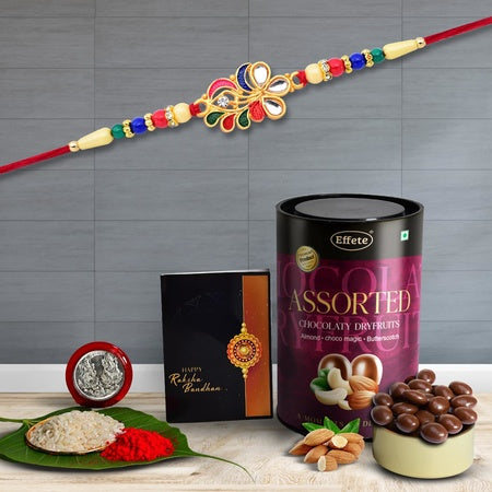 Rakhi (K1_556_as)  Assorted Chocolate Dryfruits 96gm  Rakhi Combo With Card And Chocolate  Chocolates Gift  Rakhi  Chocolate For Brother  Rakhi With Gift  Set Of 1 Rakhi