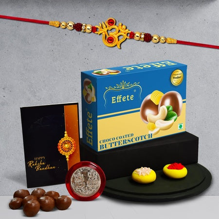 (K1_317_bs32) Rakhi With Chocolate Butter Scotch 32gm Rakhi For Brother With Gift  Handmade Rakhi Rakhi Combo For Brother  Stylish Rakhi For Brother  Set Of 1 Rakhi