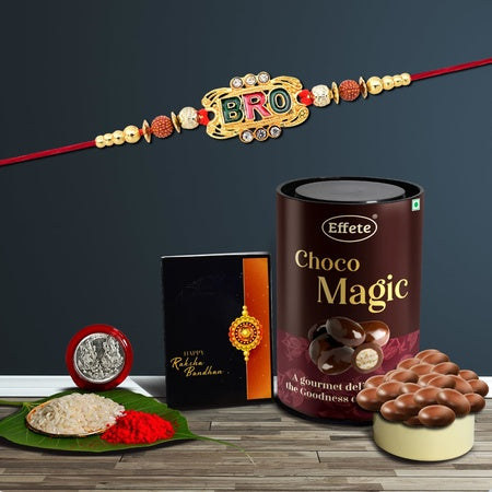 Rakhi For Brother Set Of 1 With Chocolate Magic Rakhi For Brother And Bhabhi Rakhi With Chocolate Rakhi With Gift For Brother Rakhi For Kids Rakhi Set Rakhi With Sweets (K1_407_em)