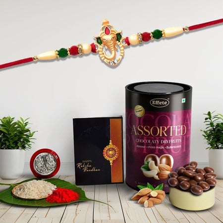 (K1_251_as) Rakhi Combo With Assorted Chocolate Dryfruits 96gm Rakhi  Chocolate For Brother Fancy Rakhis For Men Stylish Rakhi With Gift Rakhi Combo Set Of 1 Chocolate