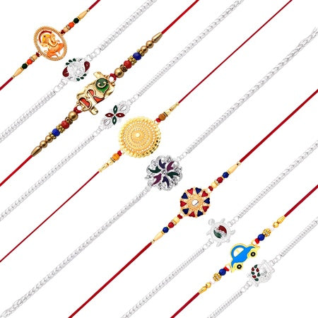 Raksha Bandhan Multicolour Stone Rakhi With Roli Chawal For Men (10)